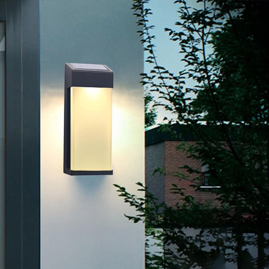 Contemporary Solar LED Wall Light with High Hardness Glass for Outdoor Gardens