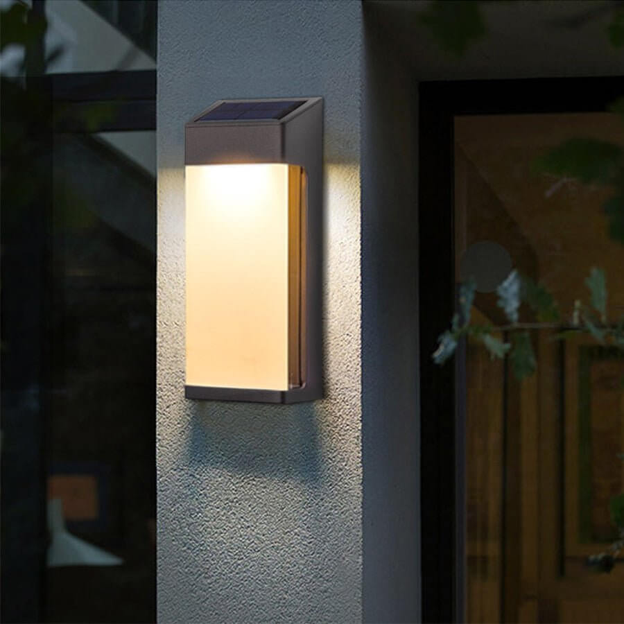 Contemporary Solar LED Wall Light with High Hardness Glass for Outdoor Gardens