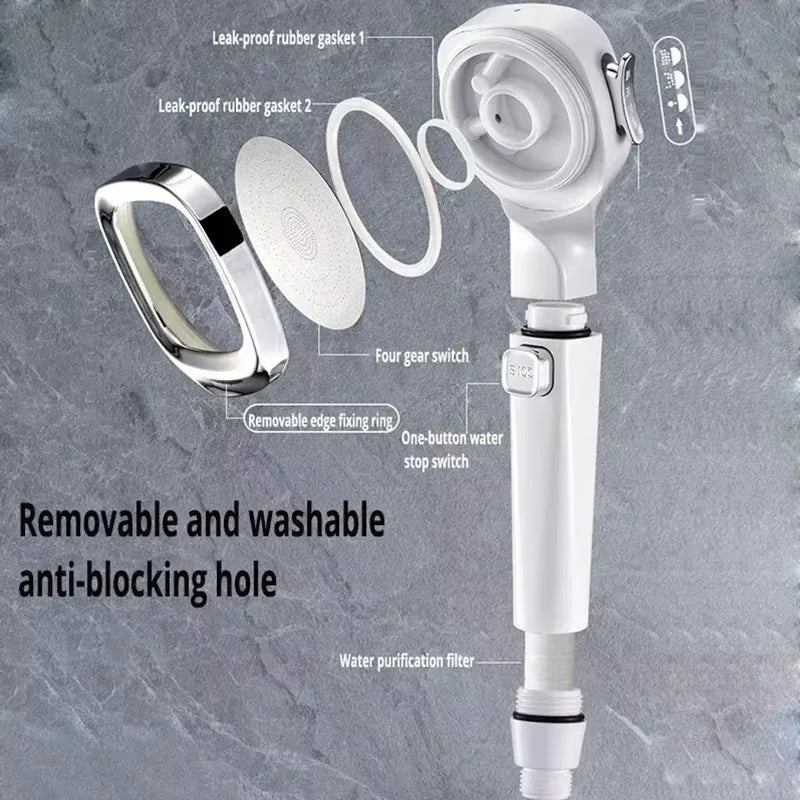 Adjustable One-Key Stop Water Shower Heads High Pressure Water Saving 3 Modes Shower Heads High Quality Bathroom Showers