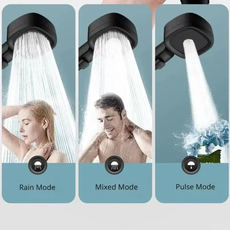 Adjustable One-Key Stop Water Shower Heads High Pressure Water Saving 3 Modes Shower Heads High Quality Bathroom Showers